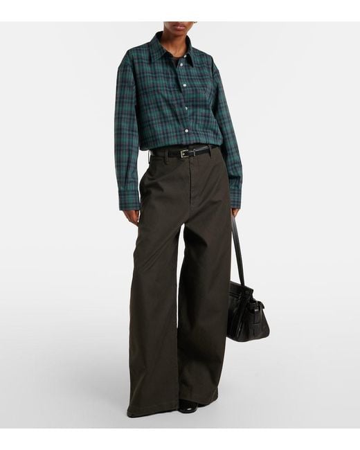 Rohe Green Checked Oversized Wool-Blend Shirt