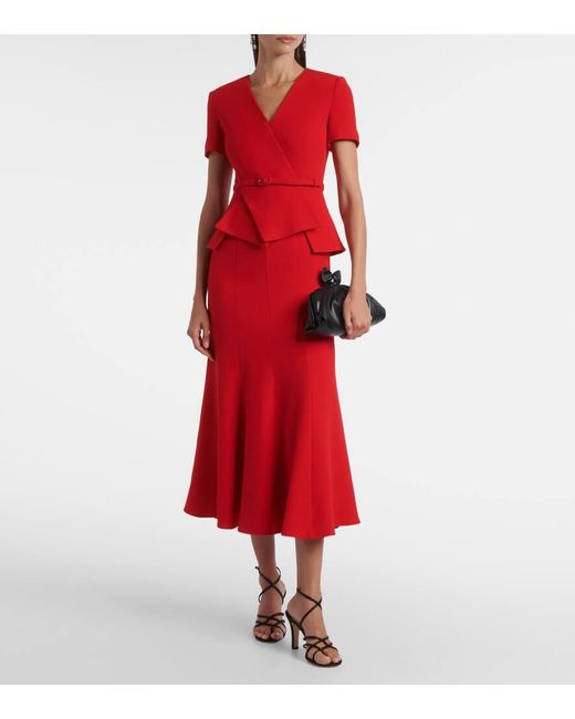 Roland Mouret Red Midikleid Aus Wolle