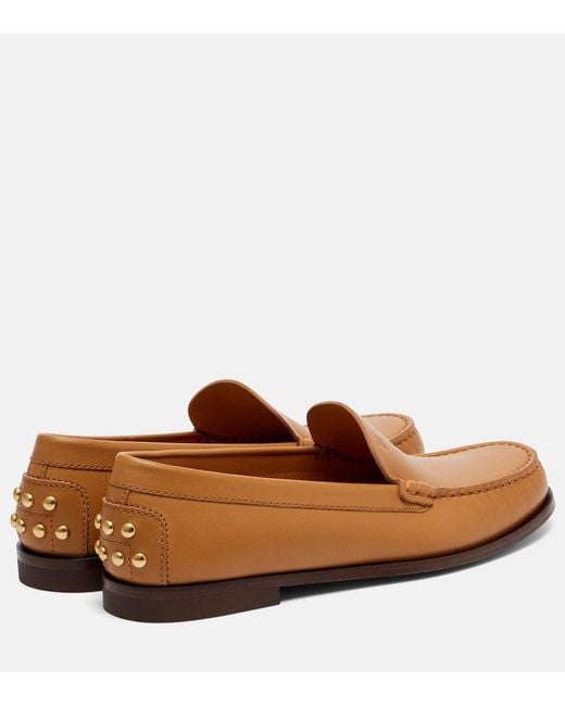 Tod's Brown Studded Leather Loafers