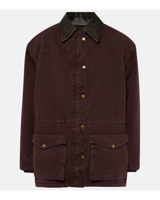 Prada Brown Leather-trimmed Cotton Canvas Jacket