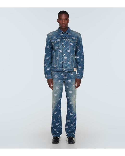 Gucci Blue GG Motif Denim Jacket for men