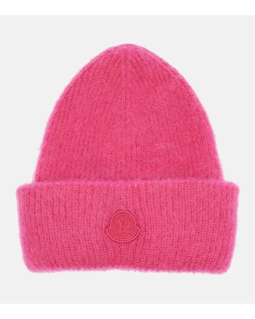 Bonnet En Laine Melangee A Logo Moncler en coloris Pink