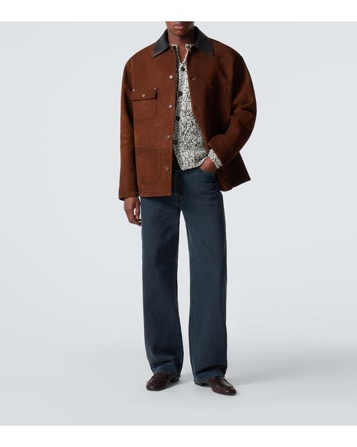 Prada Brown Leather-Trimmed Suede Jacket for men