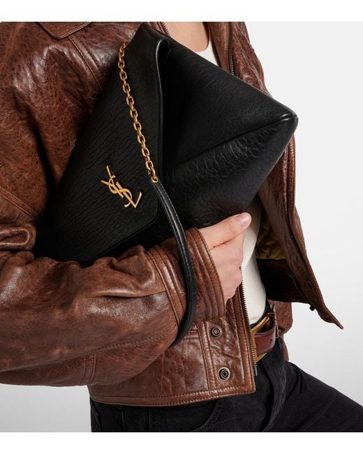 Saint Laurent Black Cassandre Leather Shoulder Bag