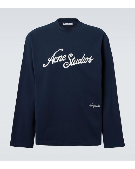 Acne Blue Logo Cotton Jersey T-Shirt for men