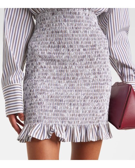 The Attico Blue Striped Ruched Cotton Shirt Dress
