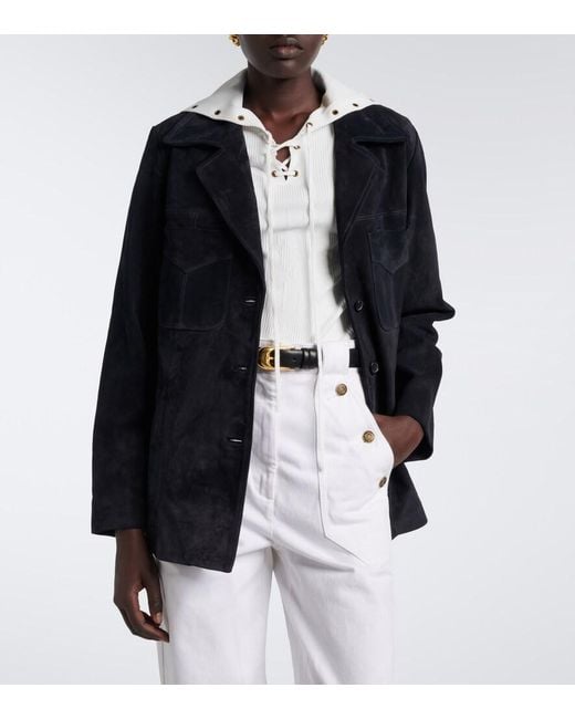 Nili Lotan Blue Dominic Suede Jacket