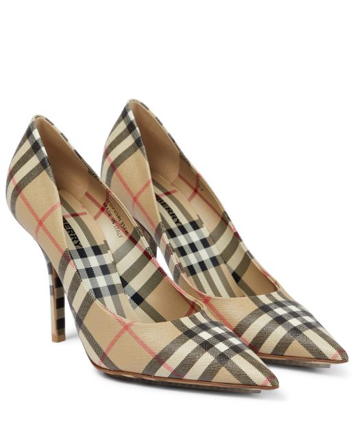 Burberry Vintage Check Canvas Pumps in Natural | Lyst Canada
