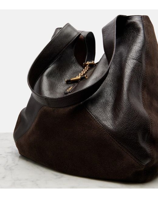 Chloé Black Balloon Medium Leather And Suede Shoulder Bag