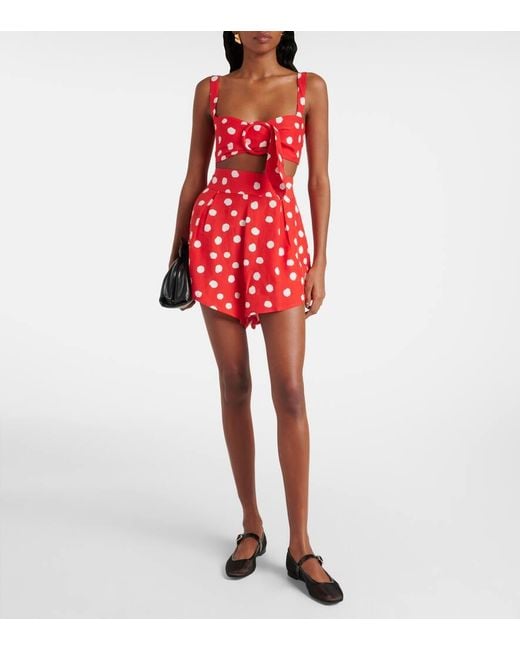 Shorts A Gamba Larga A Vita Alta di Adriana Degreas in Red