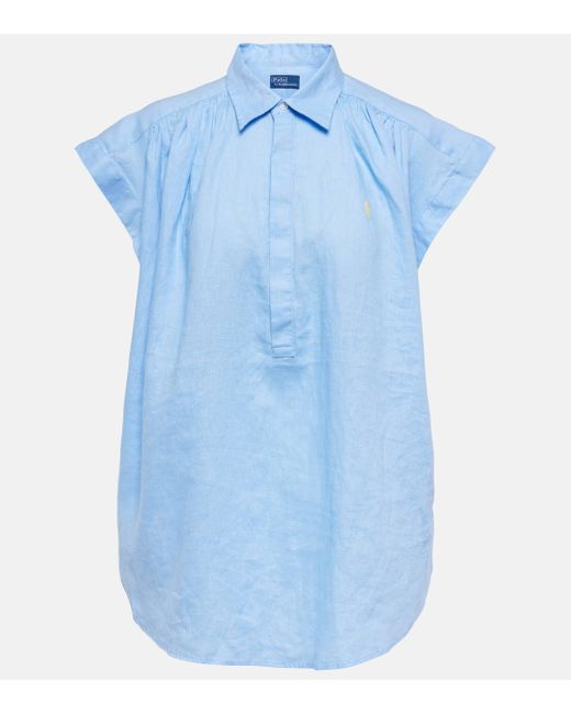 Polo Ralph Lauren Blue Linen Polo Shirt