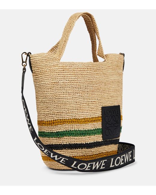 Loewe Metallic Paula's Ibiza Slit Mini Raffia Tote Bag