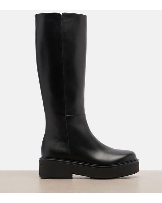 Gianvito Rossi Black Hiro Leather Mid-Calf Boots