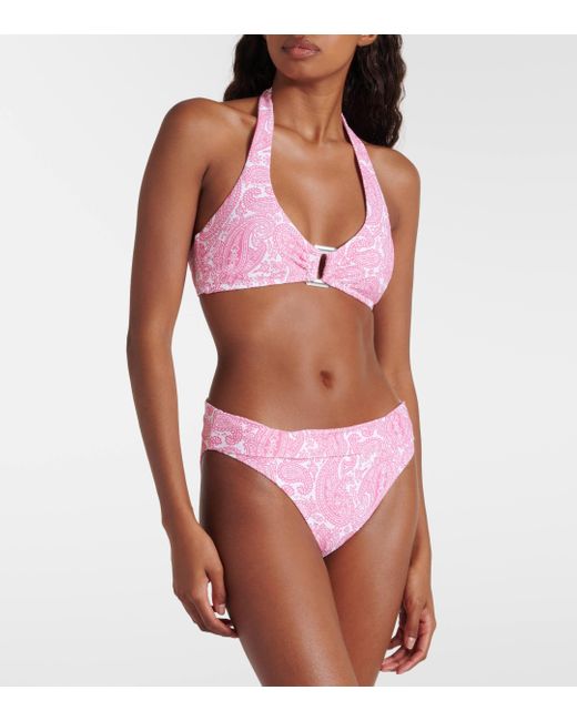 Heidi Klein Pink Ischia Printed Halterneck Bikini Top