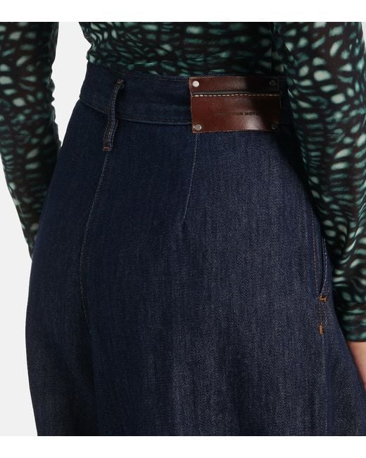 Dries Van Noten Blue Pleated High-Rise Wide-Leg Jeans