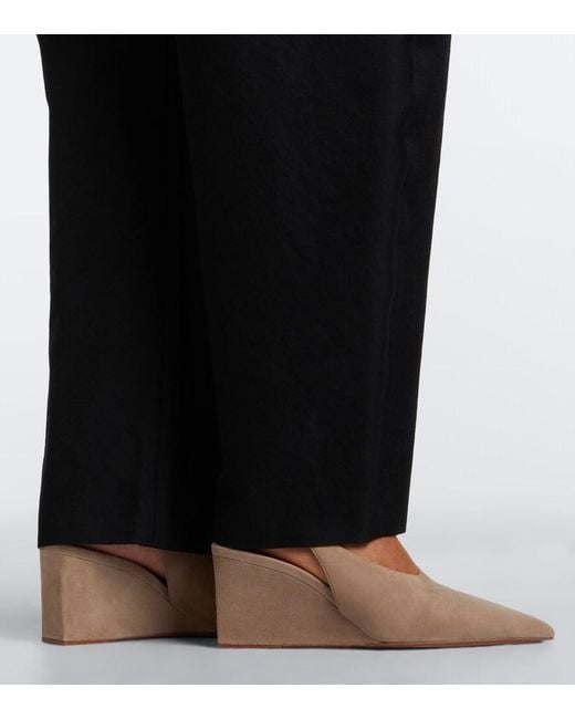 Alaïa Natural Suede Wedge Slingback Pumps
