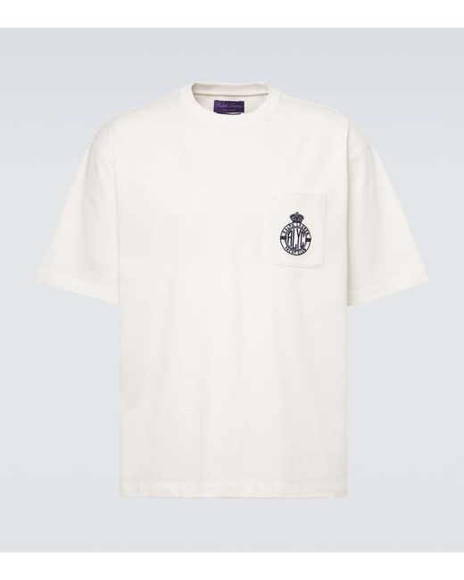 Ralph Lauren White Embroidered Cotton-Blend Jersey T-Shirt for men