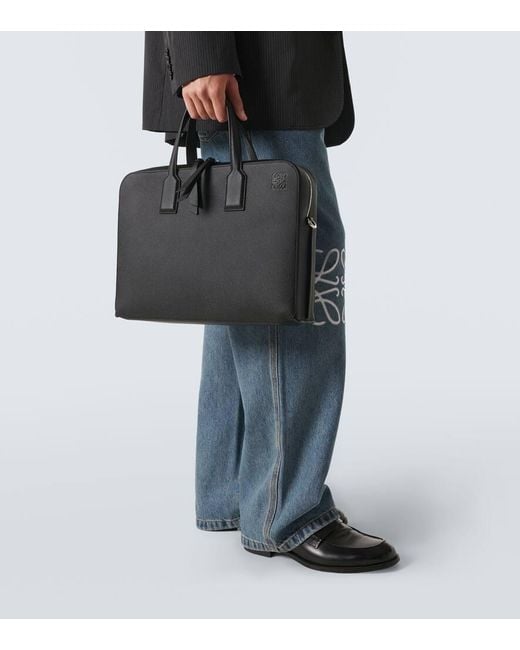 Loewe Goya Leather Briefcase in Black for Men | Lyst
