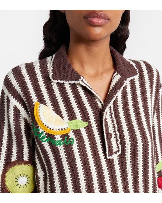 ALÉMAIS Brown Sundae Crochet Embroidered Cotton Kaftan