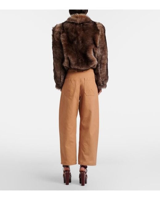 Chloé Brown Cropped Barrel-Leg Pants