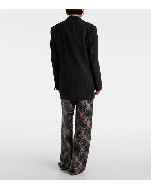 Dries Van Noten Black Pinstripe Wool Blazer