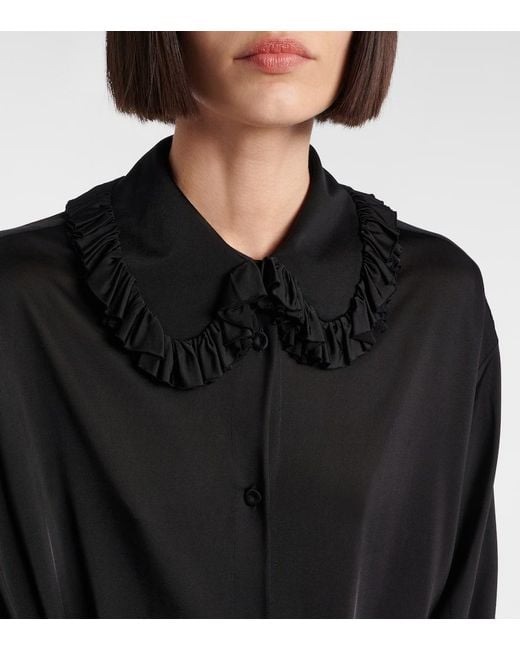 Jil Sander Black Ruffled Blouse