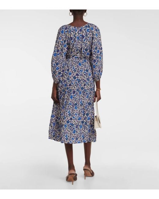 Velvet Blue Maddy Floral Midi Dress