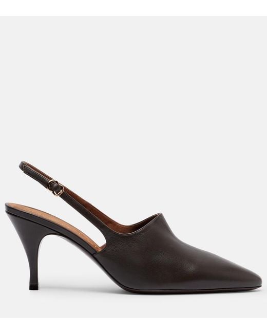 Herbert Levine Brown Cover Up 80 Leather Slingback Pumps