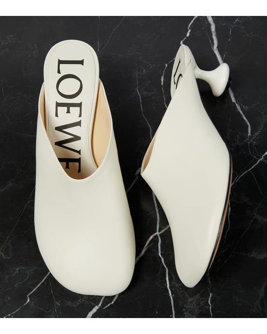 Loewe White Mules Toy Aus Leder