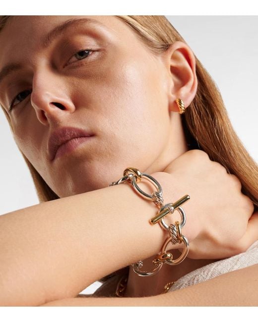 David Yurman Metallic Dy Mercer 18Kt And Sterling Chain Bracelet With Diamonds