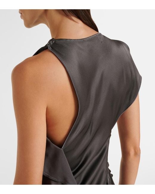Victoria Beckham Black Kyra Draped Crepe Satin Midi Dress