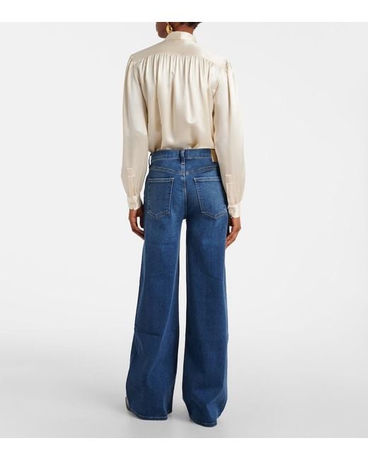 Citizens of Humanity Blue Mid-Rise Wide-Leg Jeans