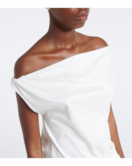 Proenza Schouler White Zafira Asymmetric Cotton Jersey Top