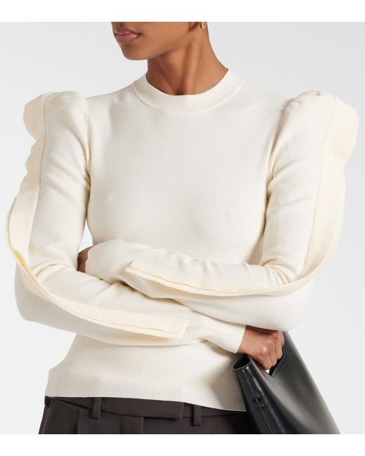 Max Mara Natural Genero Ruffled Jersey Sweater