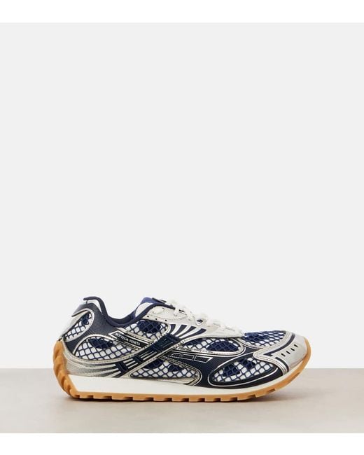 Bottega Veneta Blue Orbit Leather-Trimmed Sneakers
