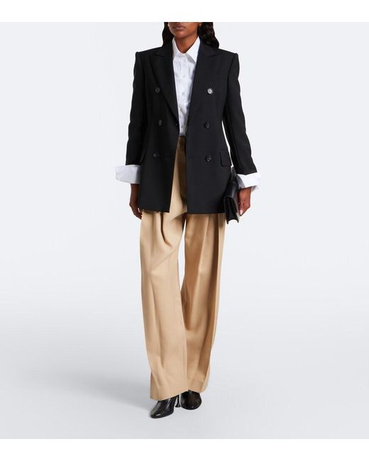 Sportmax Natural Pleated Cotton-Blend Wide-Leg Pants