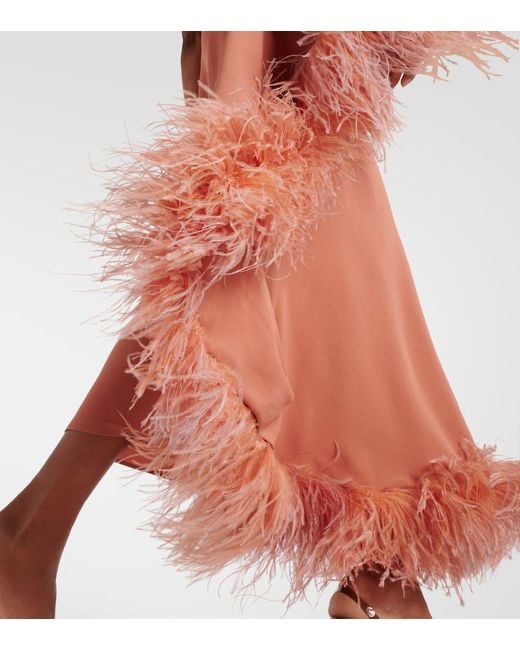 ‎Taller Marmo Orange Ubud Extravaganza Feather-Trimmed Gown