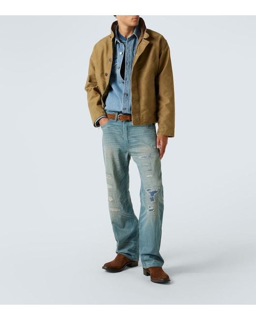 RRL Brown Suede And Leather Cowboy Boots for men