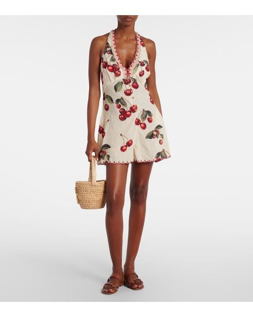 Camilla Natural Notes From The Road Printed Linen Romper