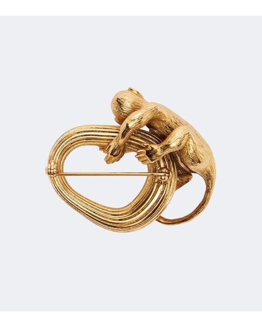 Khaite Metallic Monkey 18Kt-Plated Brass Brooch