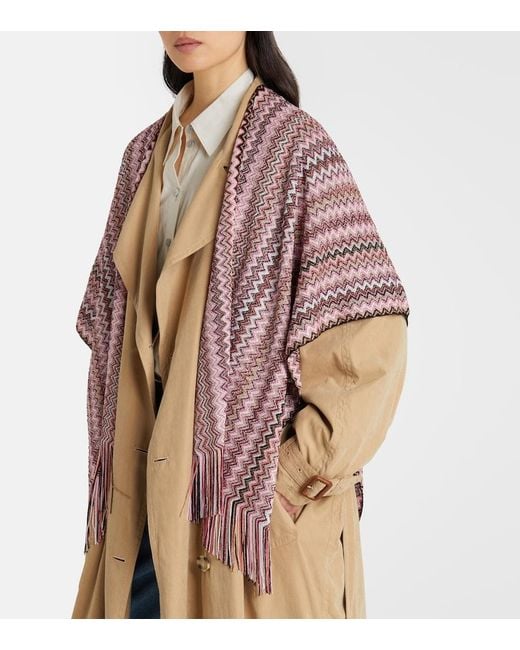Missoni Pink Zigzag Fringed Scarf