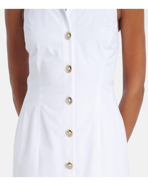 Balmain White Open-Back Buttoned Poplin Shirt Dress