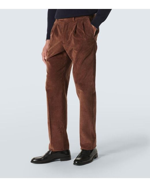 Pantalones Rectos De Pana De Algodon Slowear de hombre de color Brown