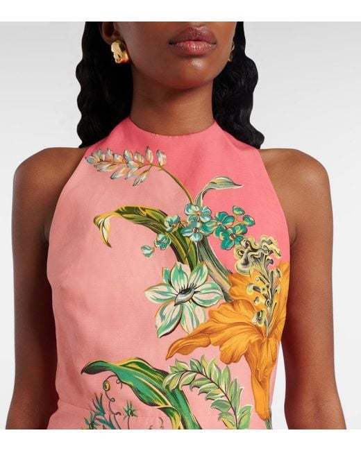 ALÉMAIS Orange Anika Floral Linen Minidress