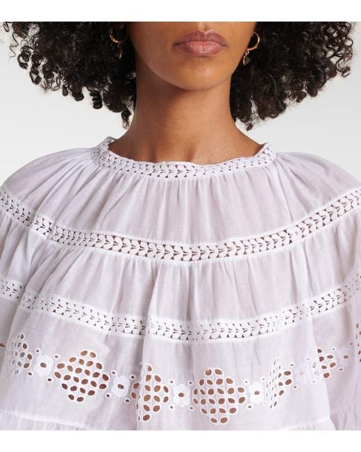 Isabel Marant White Top Dilama Aus Baumwoll-Voile