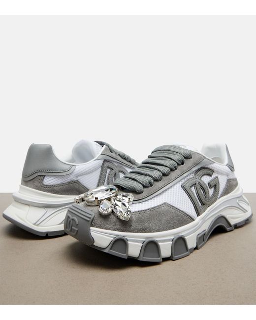 Dolce & Gabbana Gray Dg Country Road Suede-Trimmed Sneakers