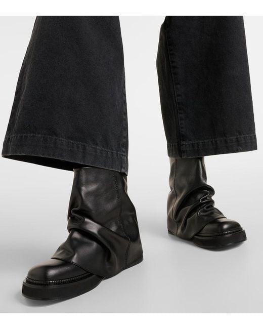 The Attico Black Robin Leather Ankle Boots