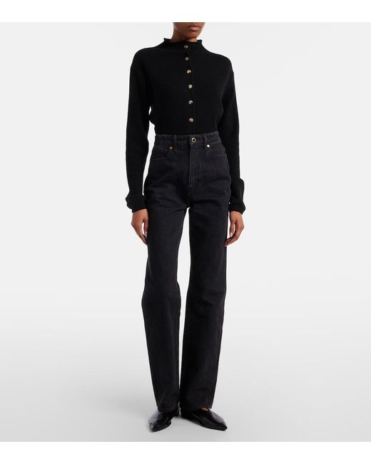 Khaite Black Danielle High-Rise Straight Jeans