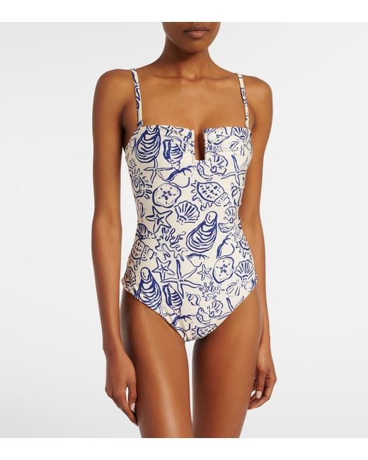 Jonathan Simkhai Blue Ottilie Printed Swimsuit