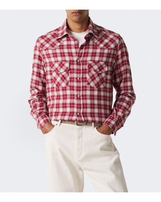 Eleventy Red Plaid Cotton Shirt for men
